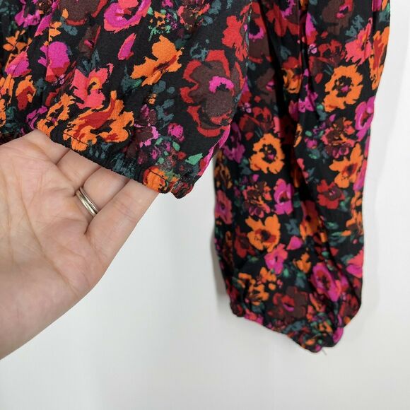 Wild Fable Red Floral Blouse Size XS Long Sleeve NWT - Picture 6 of 8